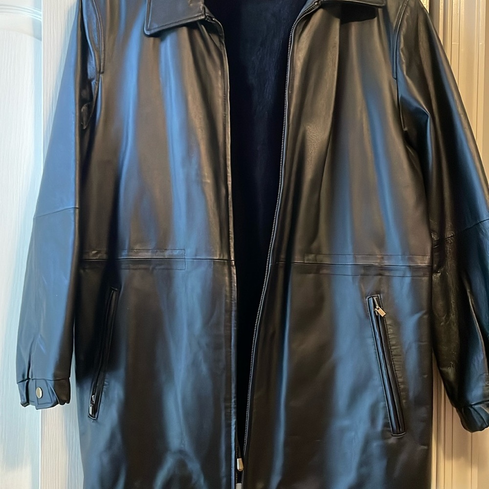 Genuine leather warm lined leather jacket.